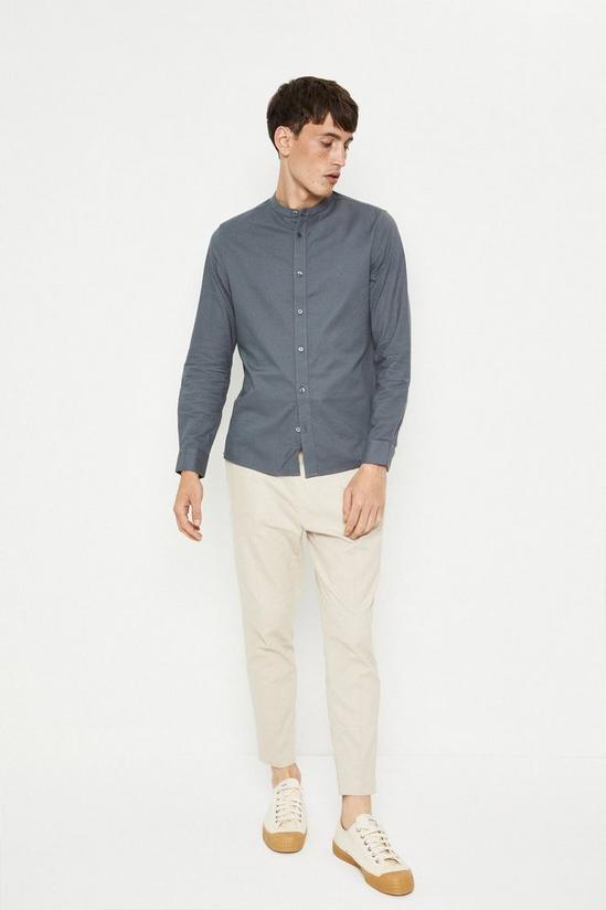 Burton Regular Fit Grey Long Sleeve Grandad Shirt 2