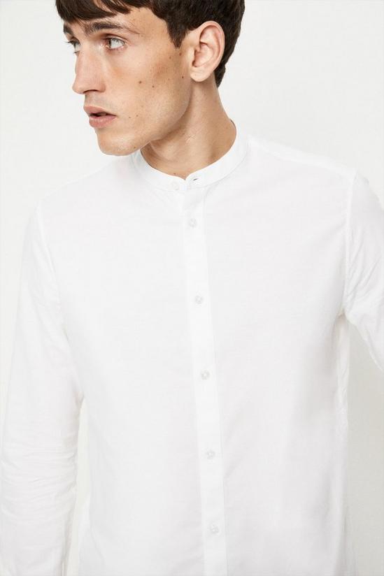 Burton White Regular Fit Long Sleeve Grandad Shirt 1