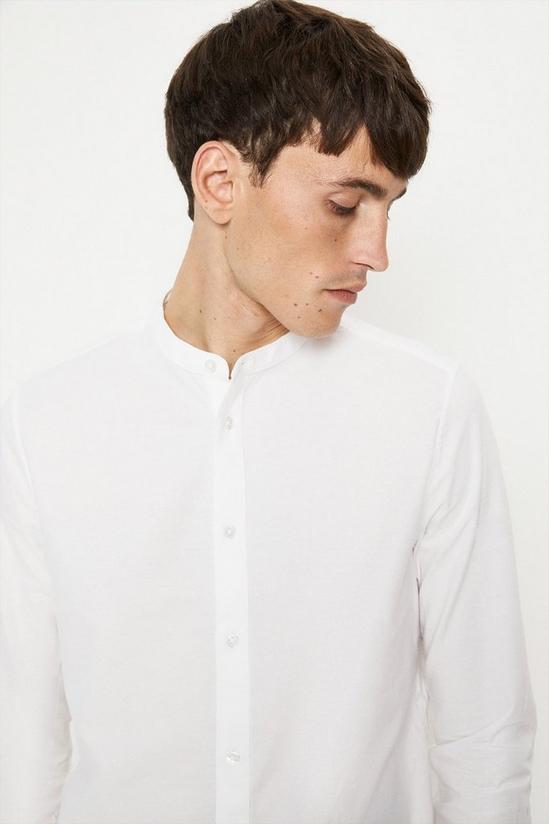 Burton White Regular Fit Long Sleeve Grandad Shirt 4