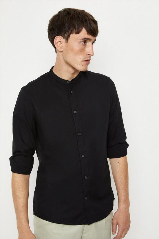 Burton Regular Fit Black Long Sleeve Grandad Collar Shirt 2