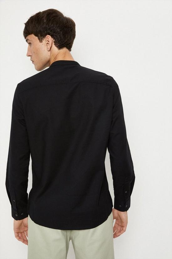 Burton Regular Fit Black Long Sleeve Grandad Collar Shirt 3