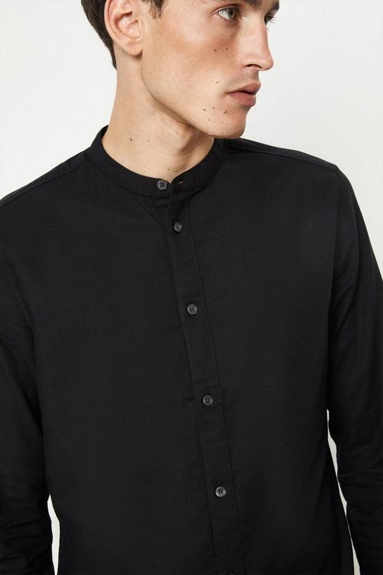 Burton Regular Fit Black Long Sleeve Grandad Collar Shirt 4