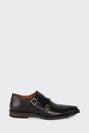 Burton Leather Smart Black Brogue Monk Shoes thumbnail 1