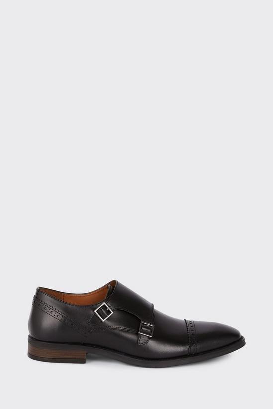 Burton Leather Smart Black Brogue Monk Shoes 1