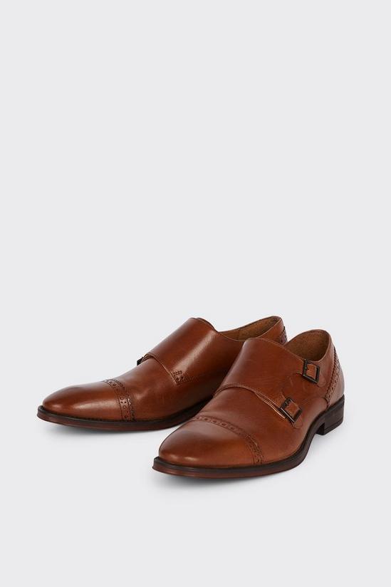 Burton Tan Leather Smart Brogue Monk Shoes 2