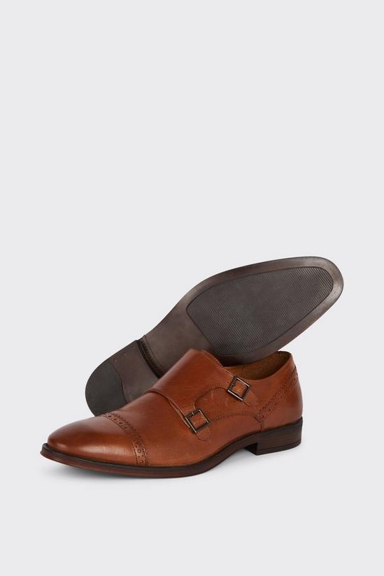 Burton Tan Leather Smart Brogue Monk Shoes 3