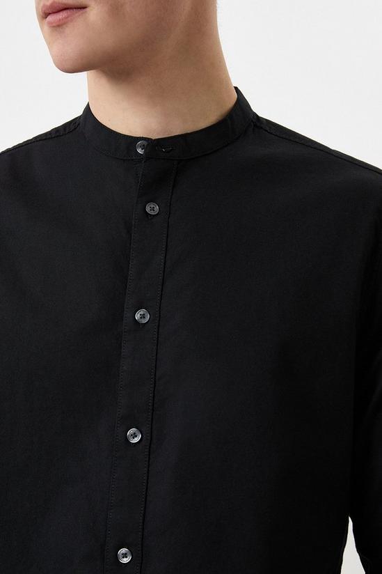 Burton Black Long Sleeve Grandad Oxford Shirt 4