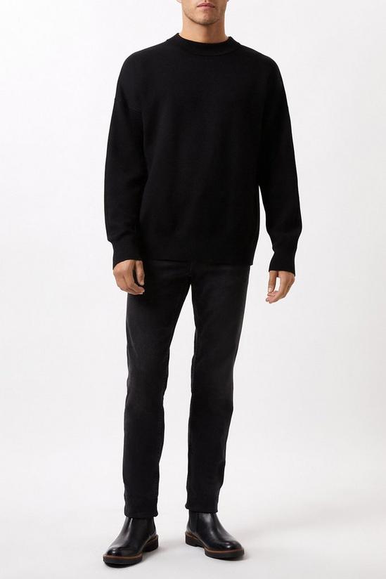 Burton Premium Black Relaxed Knitted Crew Neck Jumper 2