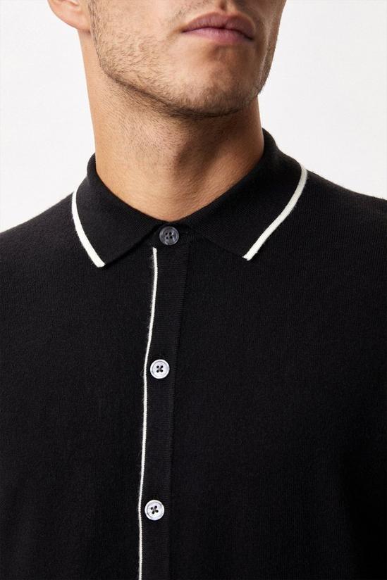 Burton Super Soft Black Tipped Placket Knitted Shirt 4