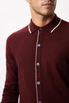 Burton Super Soft Burgundy Tipped Placket Knitted Shirt thumbnail 4