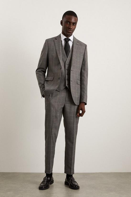 Burton Skinny Grey Blue Highlight Check Suit Jacket 1