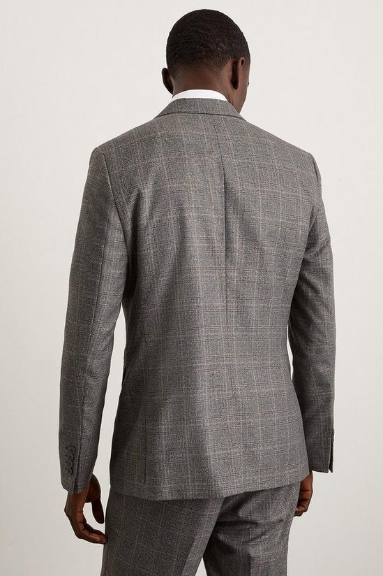 Burton Skinny Grey Blue Highlight Check Suit Jacket 3