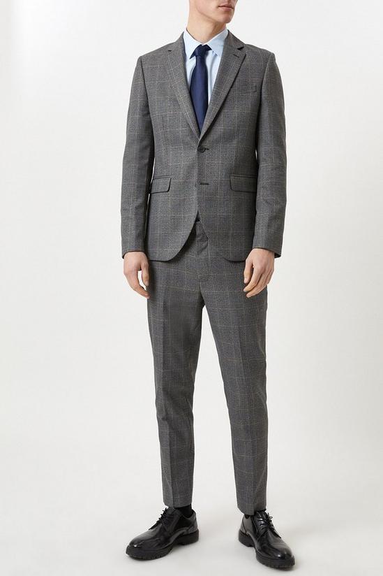 Burton Skinny Grey Blue Highlight Check Suit Jacket 4