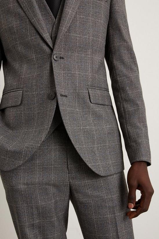 Burton Skinny Grey Blue Highlight Check Suit Jacket 6