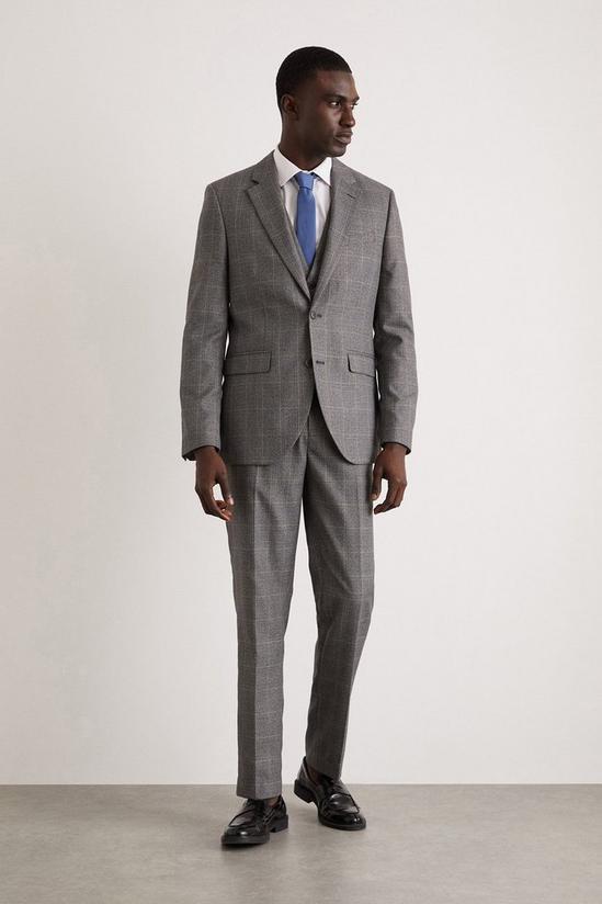 Burton Slim Grey Blue Highlight Check Suit Jacket 1