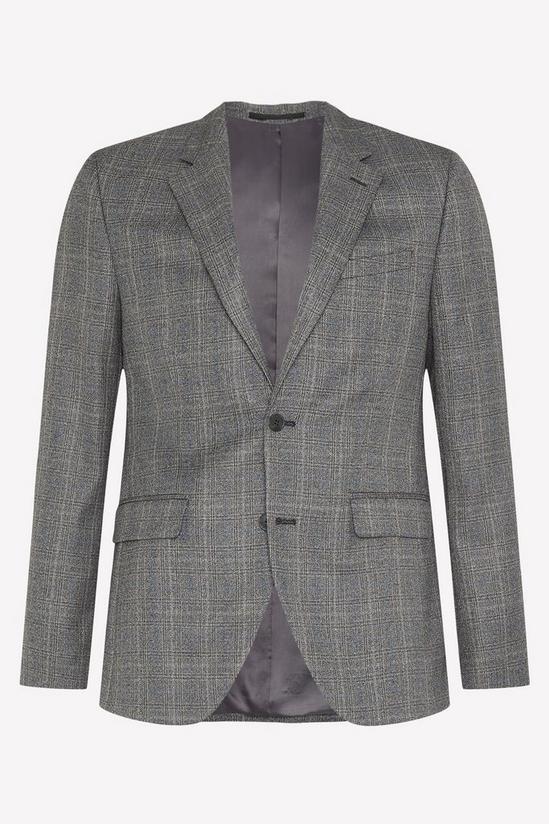 Burton Slim Grey Blue Highlight Check Suit Jacket 4
