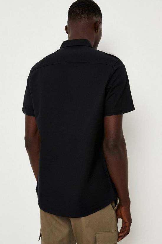 Burton Short Sleeve Black Cotton Oxford Shirt 3