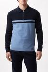 Burton Super Soft Navy Two Tone Knitted Zip Up Polo Shirt thumbnail 1