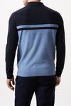 Burton Super Soft Navy Two Tone Knitted Zip Up Polo Shirt thumbnail 3
