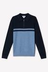 Burton Super Soft Navy Two Tone Knitted Zip Up Polo Shirt thumbnail 5