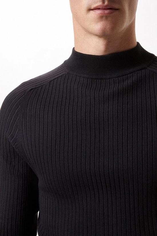 Burton Premium Charcoal Muscle Fit Ribbed Turtle Neck Jumper 4