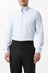 Burton Blue Slim Fit Long Sleeve Point Collar Twill Shirt thumbnail 1