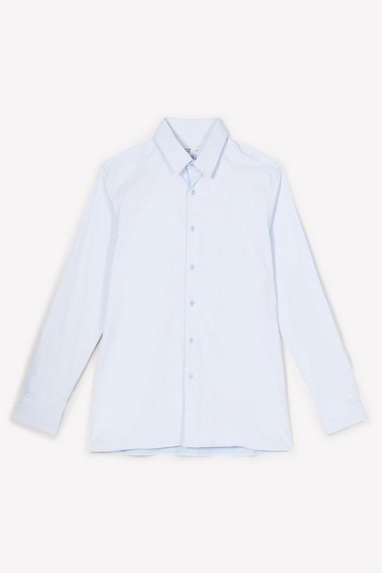 Burton Blue Slim Fit Long Sleeve Point Collar Twill Shirt 5