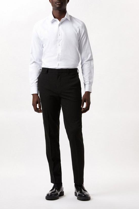 Burton White Slim Fit Long Sleeve Point Collar Twill Shirt 2