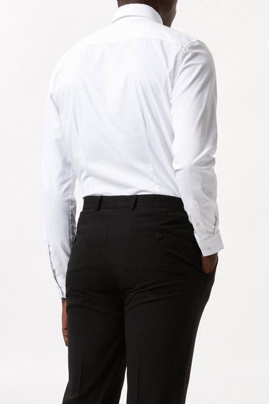 Burton White Slim Fit Long Sleeve Point Collar Twill Shirt 3