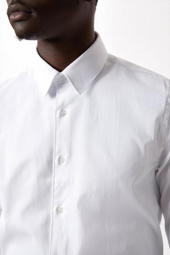 Burton White Slim Fit Long Sleeve Point Collar Twill Shirt 4