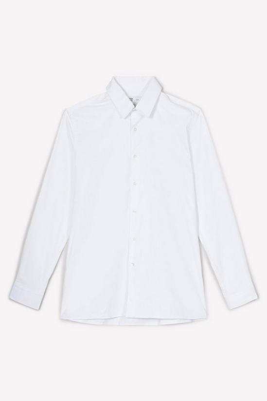 Burton White Slim Fit Long Sleeve Point Collar Twill Shirt 5
