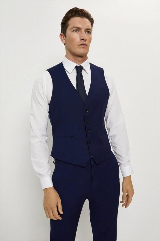 Burton Skinny Fit Navy Textured Suit Waistcoat 1