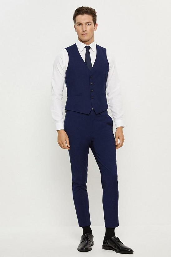 Burton Skinny Fit Navy Textured Suit Waistcoat 2