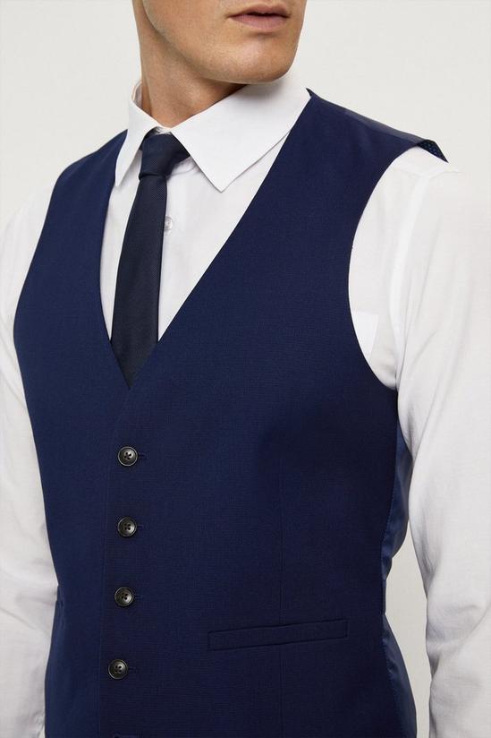 Burton Skinny Fit Navy Textured Suit Waistcoat 4