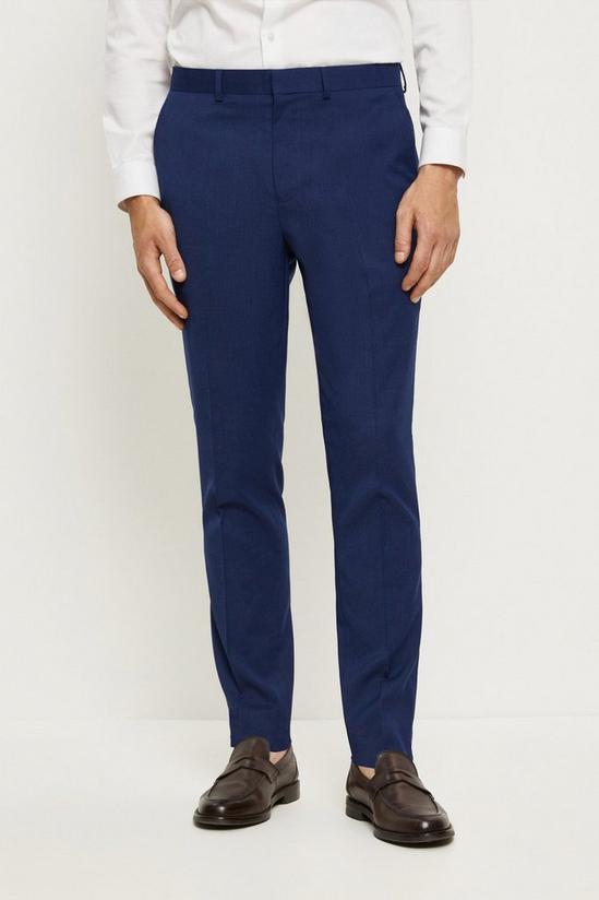 Burton Slim Fit Blue Slub Suit Trousers 1