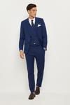 Burton Slim Fit Blue Slub Suit Jacket thumbnail 1