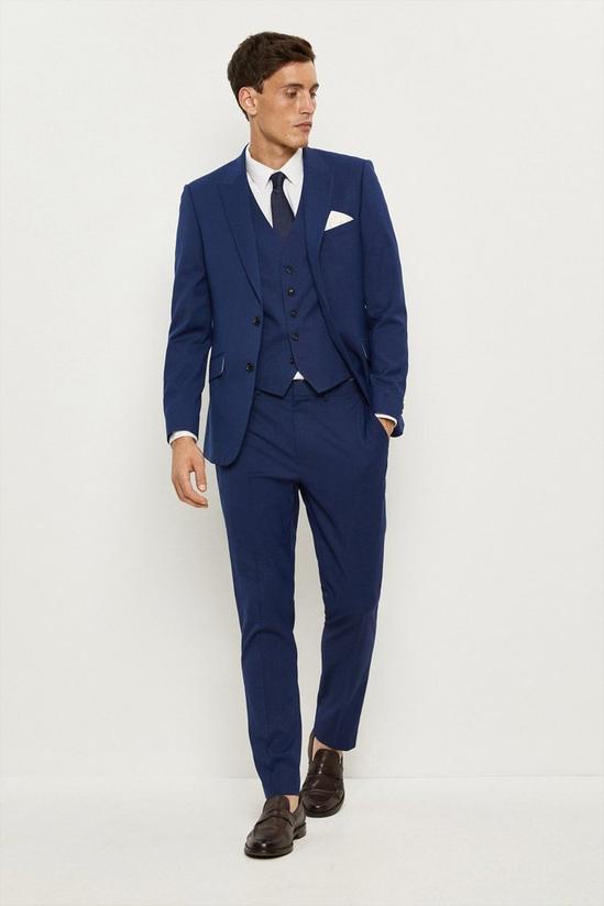 Burton Slim Fit Blue Slub Suit Jacket 1