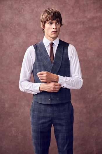 Related Product Skinny Fit Burgundy Check Suit Waistcoat