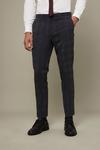 Burton Skinny Fit Grey And Burgundy Check Suit Trousers thumbnail 1