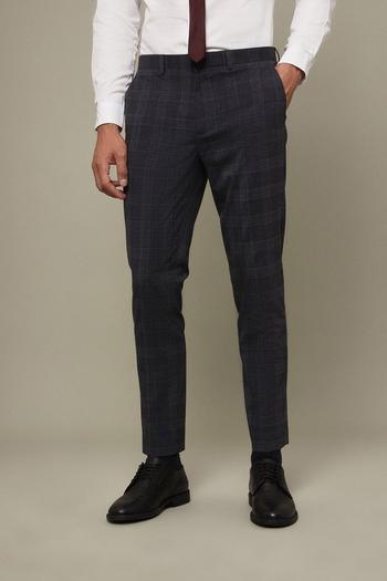 Related Product Skinny Fit Grey And Burgundy Check Suit Trousers
