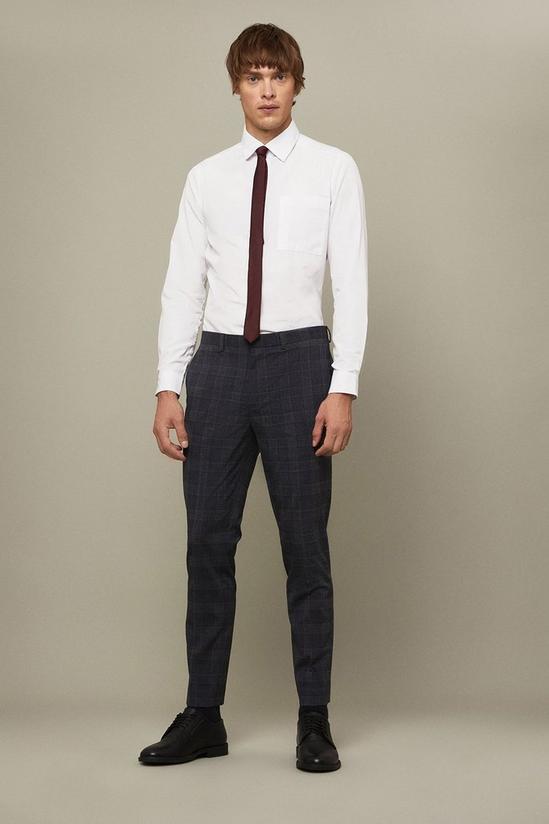 Burton Skinny Fit Grey And Burgundy Check Suit Trousers 2