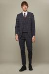 Burton Skinny Fit Grey And Burgundy Check Suit Jacket thumbnail 1