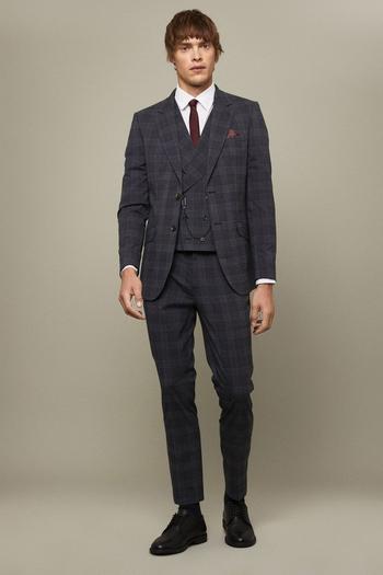 Related Product Skinny Fit Grey And Burgundy Check Suit Jacket