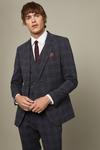 Burton Skinny Fit Grey And Burgundy Check Suit Jacket thumbnail 2