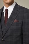 Burton Skinny Fit Grey And Burgundy Check Suit Jacket thumbnail 4
