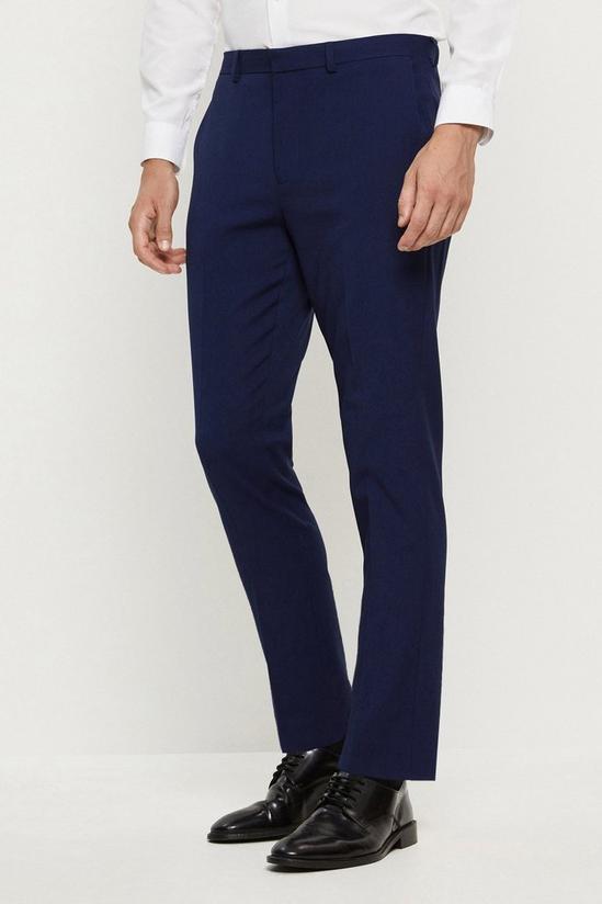 Burton Skinny Fit Navy Textured Suit Trousers 1