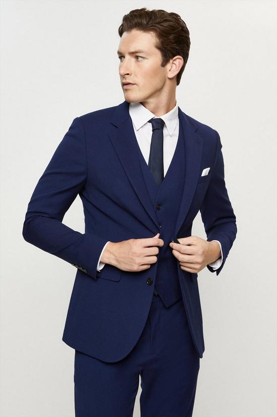 Suits | Skinny Fit Navy Textured Suit Jacket | Burton