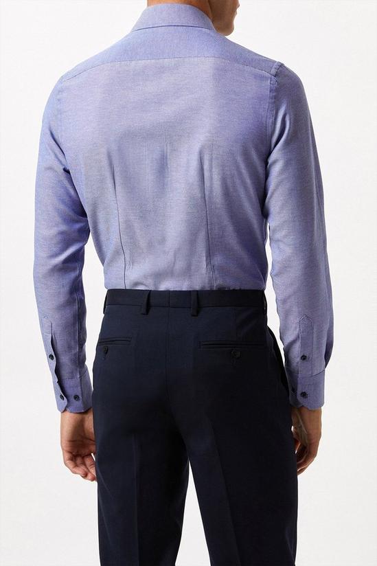 Burton Blue Long Sleeve Tailored Fit Basket Weave Smart Shirt 3