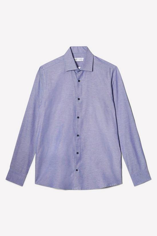 Burton Blue Long Sleeve Tailored Fit Basket Weave Smart Shirt 5