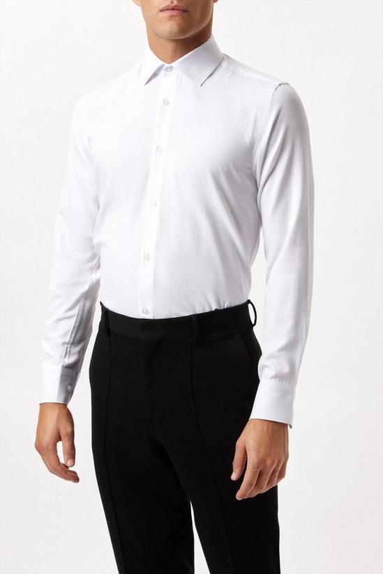 Burton White Long Sleeve Tailored Fit Basket Weave Collar Shirt 1